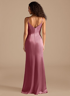 Azazie Deandra Bridesmaid Dresses Desert Rose Mermaid Pleated Metallic Satin Dress image5