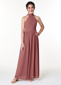 Azazie Iman Junior Amethyst A-Line Pleated Chiffon Dress image4