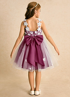 Azazie Junebug Flower Girl Dresses Ivory Mulberry Ball-Gown Lace Tulle Dress image1