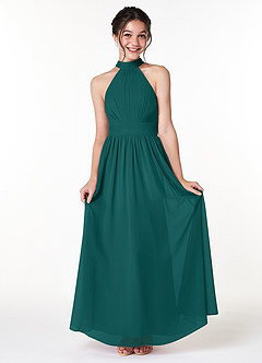 Azazie Iman Junior Peacock A-Line Pleated Chiffon Dress image1