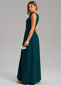 Azazie Phaedra Bridesmaid Dresses Pine A-Line One Shoulder Chiffon Dress image6