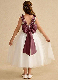 Azazie Lilli Flower Girl Dresses Ivory Desert Rose A-Line Bow Tulle Dress image2