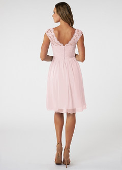 Azazie Shivani Final Sale Blushing Pink A-Line Lace Chiffon Dress image2