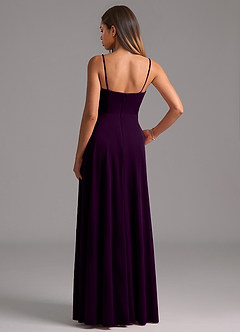 Azazie Elle Bridesmaid Dresses Grape A-Line with Pockets Velvet Dress image3