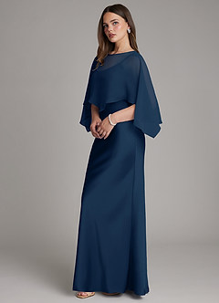Azazie Ambra Bridesmaid Dresses Dark Navy Mermaid Pleated Stretch Satin Dress image6