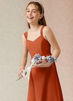 Azazie Denice Junior Burnt Orange A-Line Chiffon Dress image6