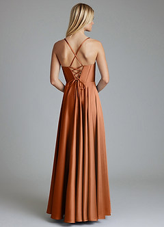 Azazie Alaia Suknie dla druhen Linia A Gorset Satyna elastyczna Do ziemi Sukienka image3