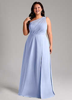 Azazie Phaedra Przymierzanie sukienek w domu Linia A Jedno ramię Szyfon Do ziemi Sukienka image11