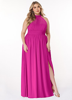 Azazie Iman Bridesmaid Dresses Fuchsia A-Line A-Line Ruched Chiffon Dress image11