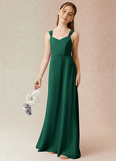 Azazie Denice Junior Emerald A-Line Chiffon Dress image1