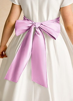Azazie Deary Flower Girl Dresses Ivory Candy Pink A-Line Bow Cotton Dress image8