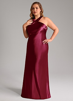 Azazie Doretta Bridesmaid Dresses Burgundy Mermaid Bow Metallic Satin Dress image8