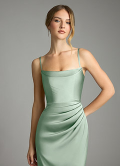 Azazie Leonis Vestidos de damas de honor Vestido de Agave de Satén Elástico de Corte Sirena Convertible con Plisado image3