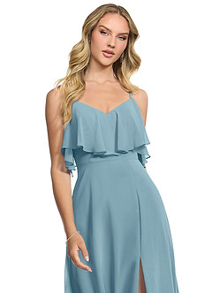 Azazie Jean Bridesmaid Dresses Moody Blue A-Line Chiffon Convertible Dress image4