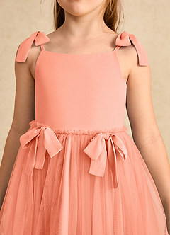 Azazie Jaci Flower Girl Dresses Sunset A-Line Spaghetti Strap Chiffon Dress image7