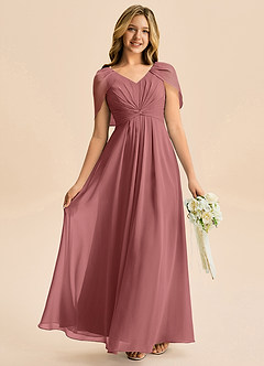 Azazie Emma Junior Robe Trapèze en Mousseline de soie Plissée Améthyste image1