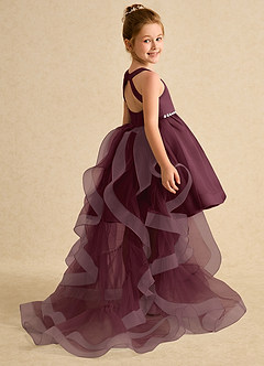 Azazie Julietta Flower Girl Dresses Cabernet Ball-Gown Convertible Tulle Dress image6