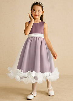 Azazie Stardust Flower Girl Dresses Vintage Mauve A-Line Sleeveless Organza Dress image5