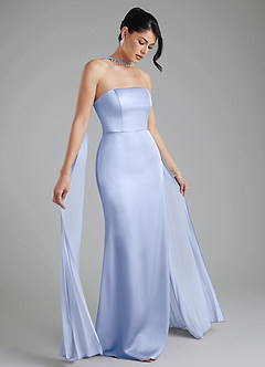 Azazie Tyler Robes de demoiselle d'honneur Robe Fourreau Convertible en Satin extensible Sans bretelles Eis image1