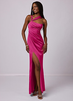 Barbie ♥ Azazie Bridesmaid Dresses Mermaid One Shoulder Stretch Satin Floor-Length Dress image3