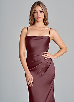 Azazie Olea Final Sale Sangria Mermaid Strapless Stretch Satin Convertible Dress image2