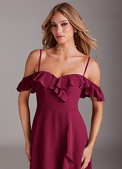 Azazie Lyra Bridesmaid Dresses Burgundy A-Line Chiffon Convertible Dress image9