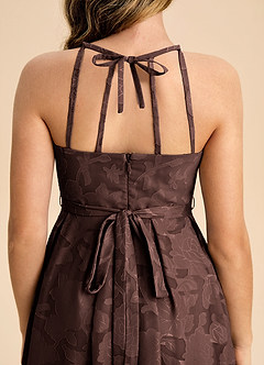 Azazie Arianthe Junior Abito A-Line in Burnout Floreale Plissettato Ganache image7