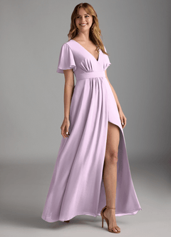 Azazie Zaniah Bridesmaid Dresses Frosted Lilac A-Line Chiffon Dress image3