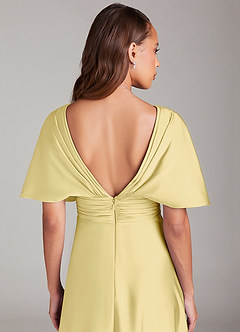 Azazie Pamela Robes de demoiselle d'honneur Robe Trapèze en Satin extensible Plissée Sorbet Citron image6