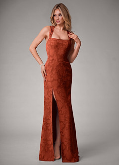 Azazie Luci Bridesmaid Dresses Auburn Mermaid Pleated Floral Burnout Convertible Dress image6