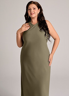 Azazie Doretta Bridesmaid Dresses Willow Green Mermaid Pleated Chiffon Dress image11