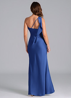 Azazie Driea Brudtärnklänningar Klä av Sjöjungfru i Stretch Satin Ena axeln Kungsblå image2