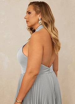 Christian Siriano Bridal for Azazie 1007 Brautjungfernkleider A-Linie Plissee Stretch-Satin Kleid Silber image9