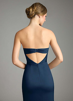 Azazie Leonis Bridesmaid Dresses Dark Navy Mermaid Pleated Stretch Satin Convertible Dress image7