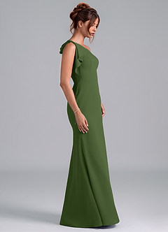 Azazie Rinna Jurken voor bruidsmeisjes Jurk van Chiffon met Zeemeermin One-Shoulder Olijf image5
