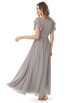 Azazie Daphne Modest Bridesmaid Dresses A-Line Ruffled Chiffon Floor-Length Dress image7