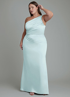 Azazie Akilah Brudtärnklänningar Klänning av Sjöjungfru i Stretch Satin One-shoulder Dimma image10