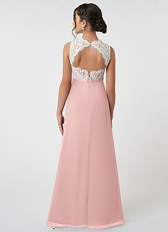 Azazie Rana Junior Powder Pink A-Line Lace Chiffon Dress image2