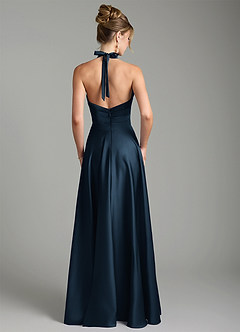 Azazie Tenaya Bridesmaid Dresses Dark Navy A-Line Sweetheart Neckline Stretch Satin Dress image7