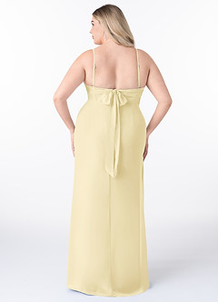 Azazie Mai Bridesmaid Dresses Lemon Sorbet Sheath Pleated Chiffon Dress image8
