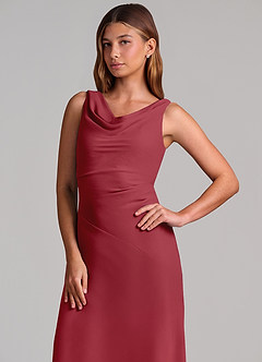 Azazie Nerine Brudtärnklänningar Klä av A-Linje i Chiffong Plisserad Granatäpple image6