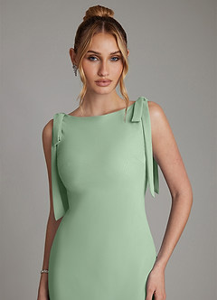 Azazie Luddie Bridesmaid Dresses Matcha Mermaid Bow Chiffon Dress image3