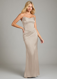 Azazie Sorrel Bridesmaid Dresses Frost Mermaid Strapless Stretch Satin Convertible Dress image6