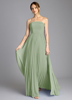 Azazie Mariana Jurken voor bruidsmeisjes Jurk van Chiffon met A-Lijn Strapless Stoffige Salie image1