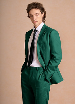 front Harrison Smaragd Anzugjacke aus 100 % Leinen