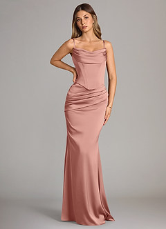 Azazie Sorrel Robes de demoiselle d'honneur Robe Sirène Convertible en Satin extensible Sans bretelle Rosette image6