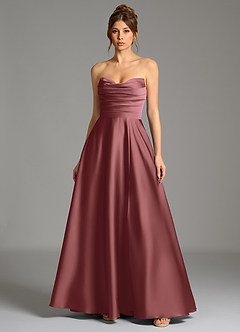 Azazie Ayla Jurken voor bruidsmeisjes Jurk van Stretch Satijn met A-Lijn Korset Amethist image3