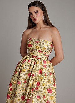 Azazie Zeta Probar vestidos en casa Vestido de Girasol de Brocado de Corte en A con Corsé image4