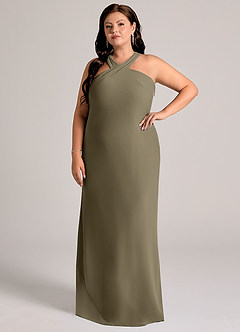 Azazie Doretta Bridesmaid Dresses Willow Green Mermaid Pleated Chiffon Dress image8