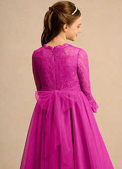 Azazie Lamb Girl Flower Girl Dresses Fuchsia Ball-Gown Lace Dress image6